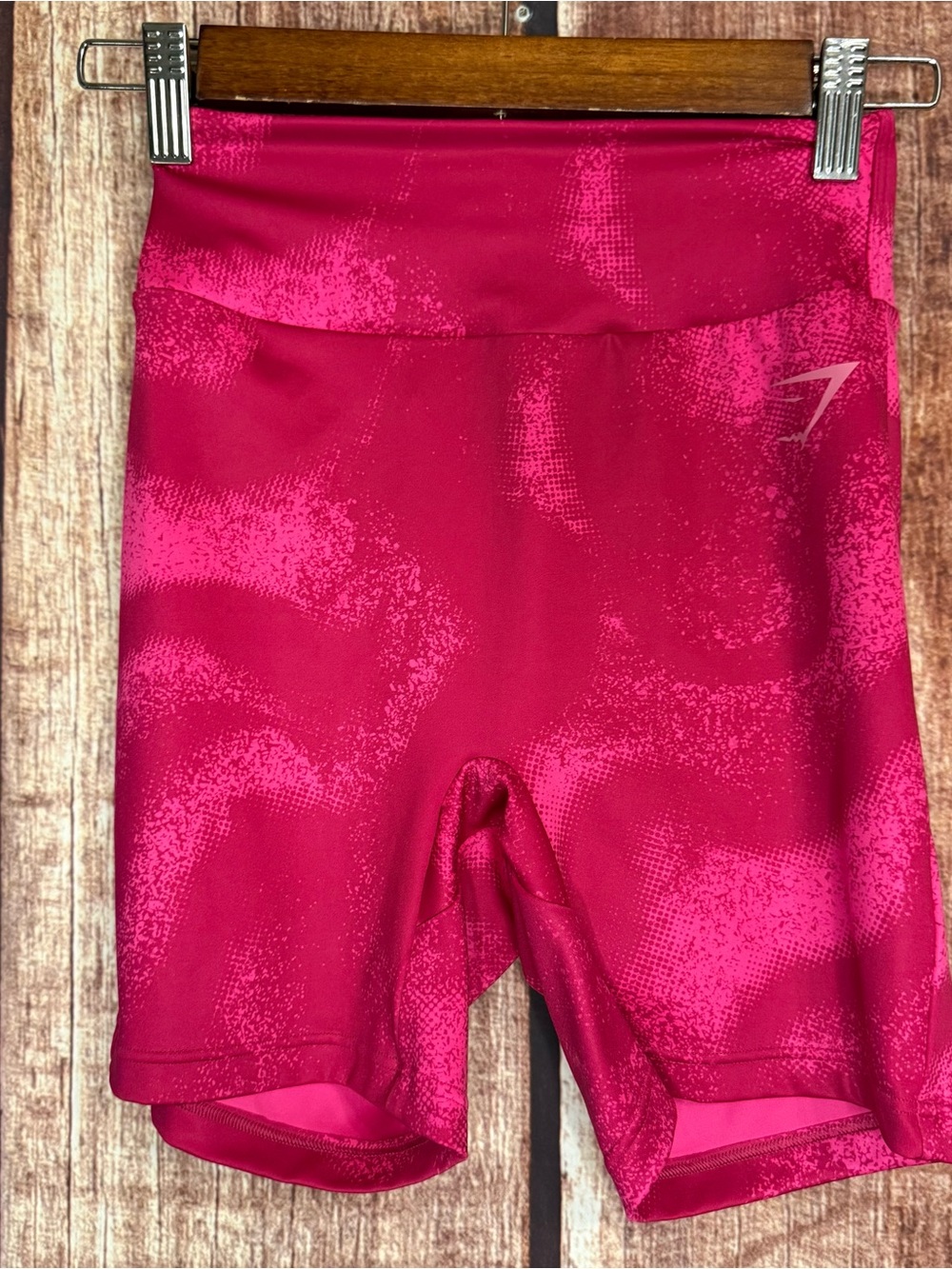 Gymshark Hot Pink High-Waist Bike Shorts with Subtle Pattern
